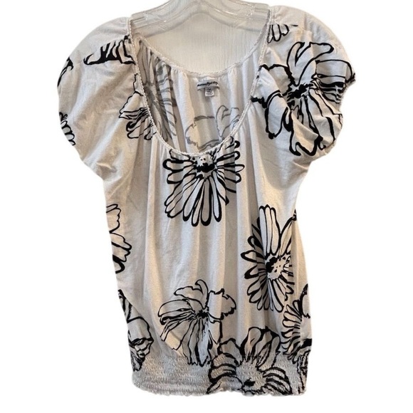 American Eagle Women's Floral Blouse Size L black and white - Picture 1 of 8